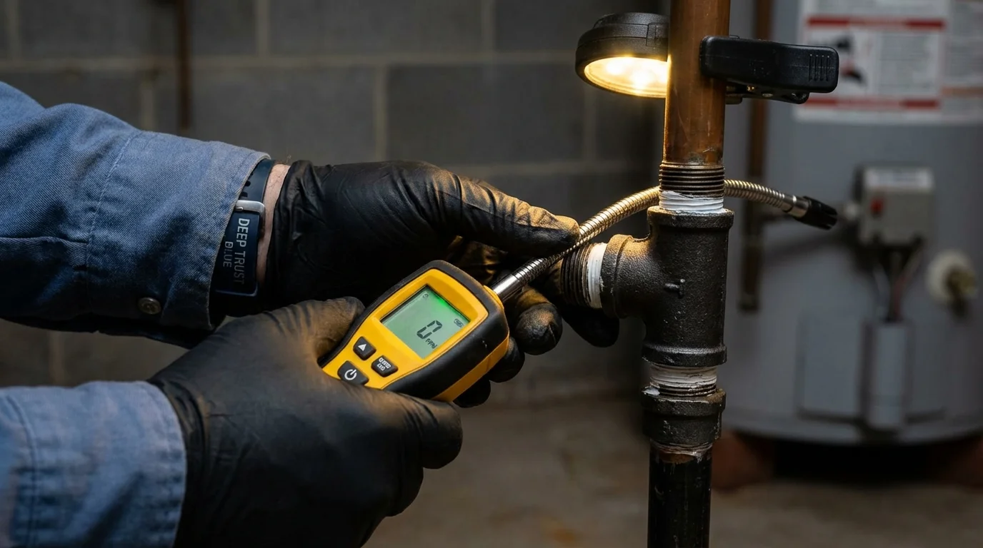 Gas leak detection with electronic sniffer by Johns Plumbing LLC in Sullivan
