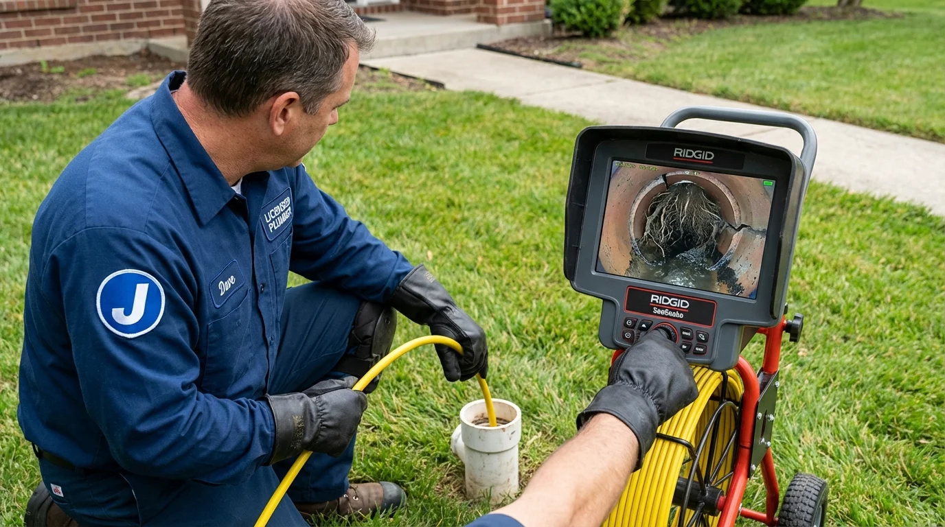 Sewer camera inspection being performed by Johns Plumbing LLC in Sullivan